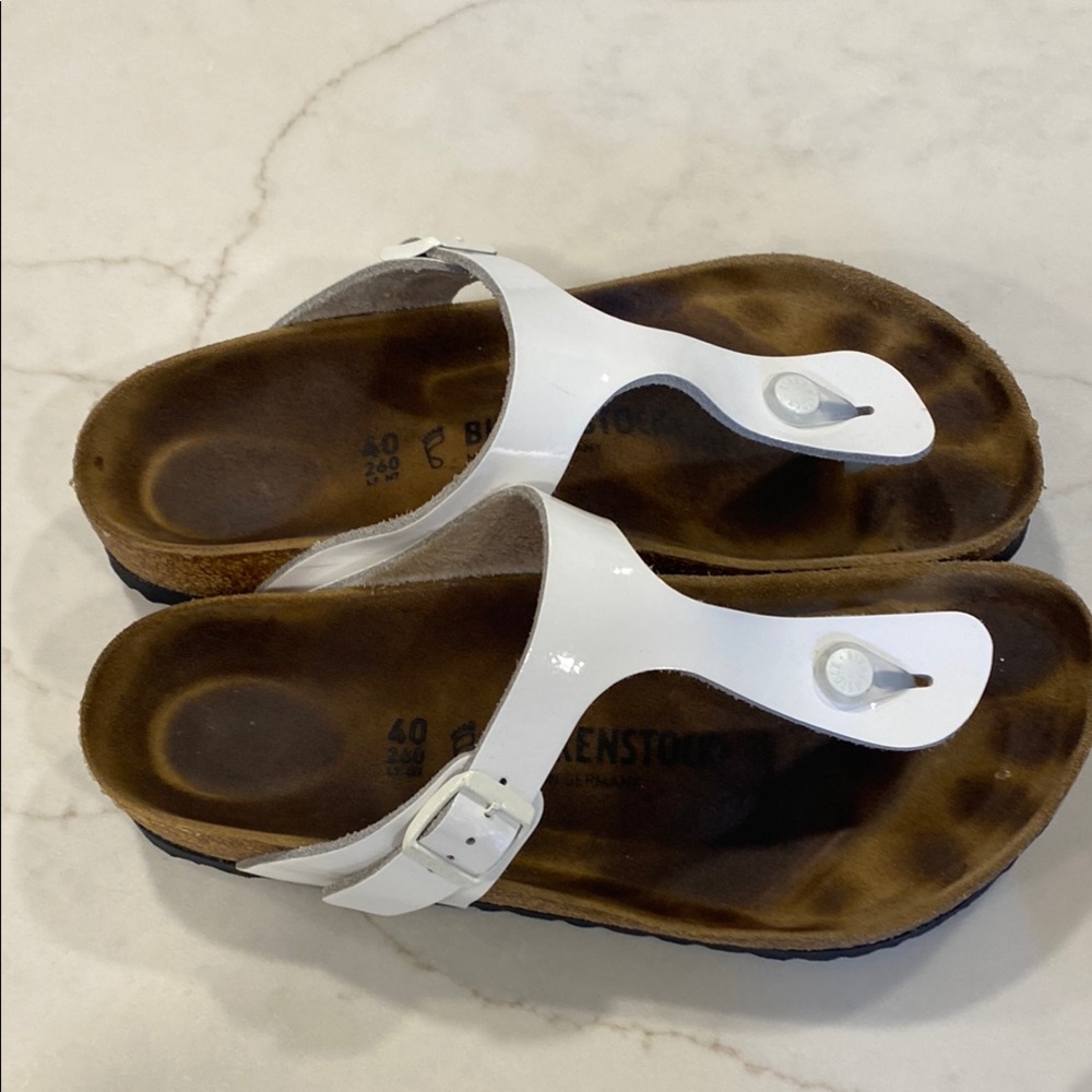 Birkenstock White and Brown Sandals